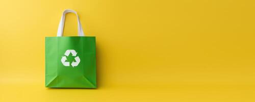 Eco Recycle Bag Concept with Copy Space, No Plastic Bag, Stop Using Disposable Package. photo