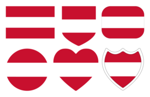 Austrian flag in shape design set. Flag of Austria in shape design set. png