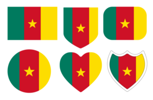 Flag of Cameroon in design shape set. Cameroon flag in design shape set png