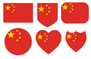 Chinese flag in design shape set. Flag of China in design shape set png