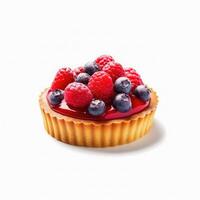 Delicious Mixed Berry Tart isolated on white background, photo