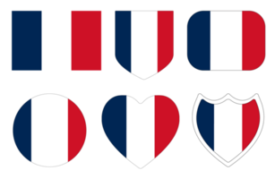 French flag set. Flag of France in design shape set png