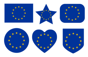 Flag of Europe in design shape set. European Union. EU flag in design shape set png