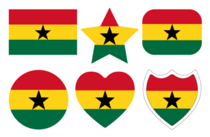 Ghana flag in design shape set. Flag of Ghana in design shape set png