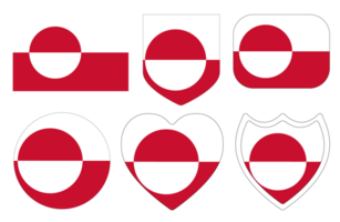 Flag of Greenland in design shape set . Greenland flag in design shape set png