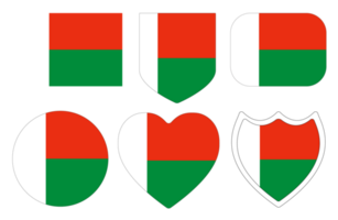 Madagascar flag in design shape set. Flag of Madagascar in design shape set png