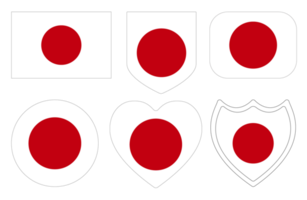 Japanese flag in design shape set. Flag of Japan in design shape set png