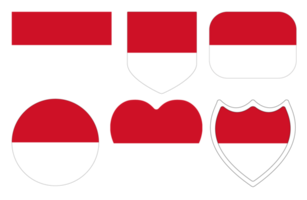 Indonesian flag in design shape set. Flag of Indonesia in design shape set png