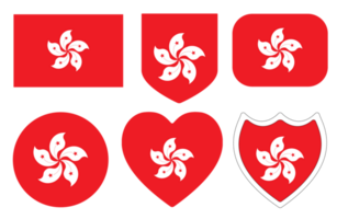 Flag of Hong Kong in design shape set. Hong Kong flag set png