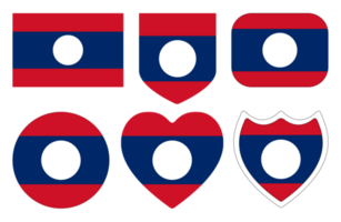 Laos flag in design shape set. Flag of Laos in design shape set png