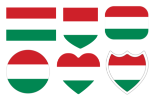 Hungary flag in design shape set. Flag of Hungary in design shape set png