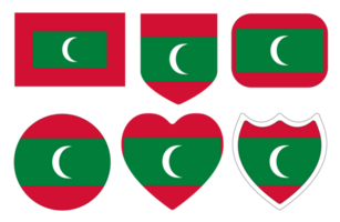 Maldives flag in design shape set. Flag of Maldives in design shape set png