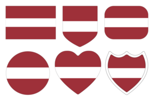 Flag of Latvia in design shape set. Latvia flag in design shape set png