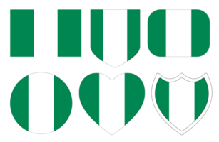 nigeriano bandera en diseño forma colocar. bandera de Nigeria en diseño forma conjunto png