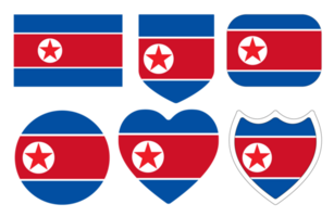 Flag of North Korea in design shape set. North Korea flag in design shape set png