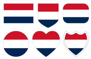 Países Bajos bandera en diseño forma colocar. el bandera de el Países Bajos en un diseño forma conjunto png
