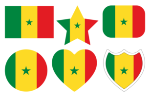 Senegal flag set. Flag of Senegal in design shape set png