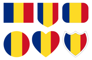 Romania flag in shape set. Flag of Romania in shape set png