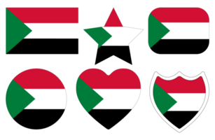 Sudan Flag in design shape set. Flag of Sudan in design shape set png