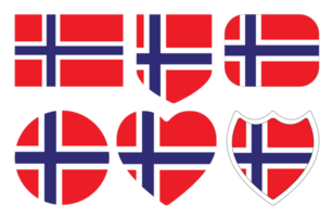Norway flag in design shape set. Flags of Norway in design shape set png
