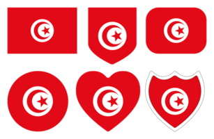 Flag of Tunisia in shape set. Tunisia flag with the design shape set. png