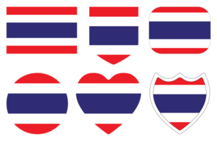 Flag of Thailand in design shape set. Thai flag set png