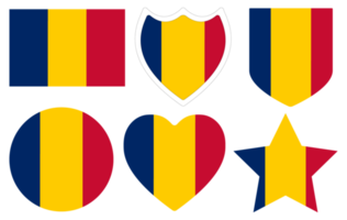 Chad flag shape set. Flag Of Chad design shape set. png