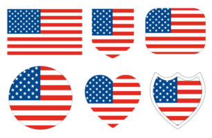 USA flag in design shape set. United State of America flag in design shape set png