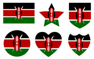 Kenya flag shape set. Flag of Kenya shape set. png