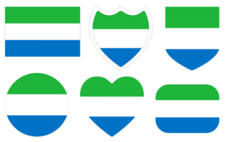 Sierra Leone flag design shape set. Fag of Sierra Leone icon set. png