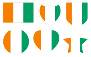 Ivory Coast flag set. Ivory Coast flag shape design set. png