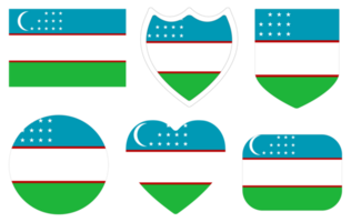 Flag of Uzbekistan in shape set. Uzbekistan flag in shape set png