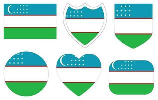 Flag of Uzbekistan in shape set. Uzbekistan flag in shape set vector