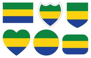 Gabon flag design shape set. Flag of Gabon shape set vector