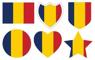 Chad flag shape set. Flag Of Chad design shape set. vector