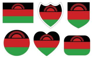 Flag of Malawi design shape set. Malawi flag shape set vector