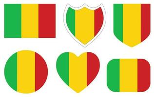 Mali flag shape set. Flag of Mali design shape circle shape set vector