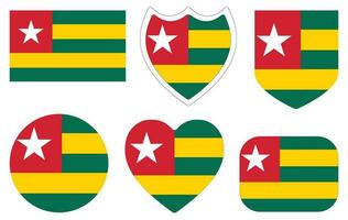 Togo flag. Togo flag shape set vector