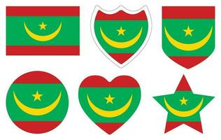 Mauritania flag design shape set. Flag of Mauritania design shape set vector