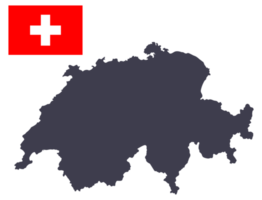 Zwitserland kaart met Zwitsers vlag png