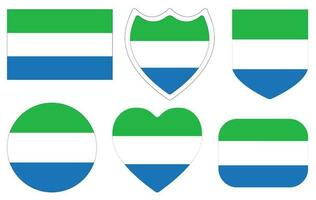 Sierra Leone flag design shape set. Fag of Sierra Leone icon set. vector