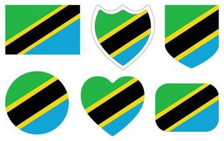 Tanzania flag design shape set. Flag of Tanzania design shape set vector