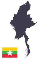 myanmar mapa con myanmar bandera png