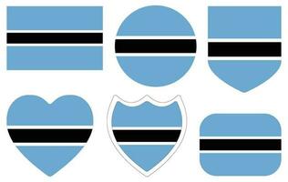 Flag of Botswana set. Botswana flag shape set. vector