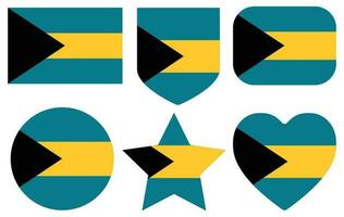 Bahamas flag shape set. Flag of Bahamas design shape set. vector