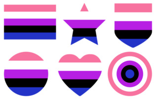 Genderfluid pride flag in shape set. LGBT pride flag in shape set. png