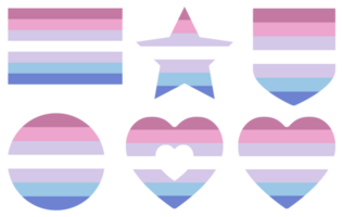 bigender fierté drapeau dans forme ensemble. présence de qui identifier comme tous les deux Masculin et femelle png