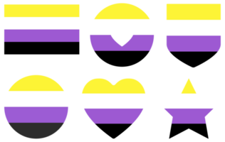 Non Binary pride flag in shape set. LGBTQ symbol in shape set. png