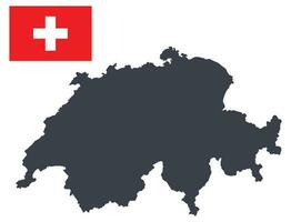 Switzerland map with Swiss flag vector