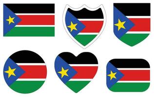 South Sudan flag set. Flag of South Sudan design shape set. vector